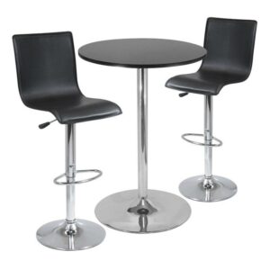 Winsome Spectrum Pub Table & Stools, 3PC Set, Black & Chrome