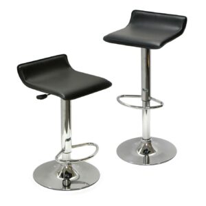 Winsome Wood Spectrum 2-Pc Adjustable Swivel Stool Set, Black & Chrome Finish