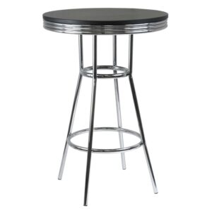Winsome Summit Round Pub Table, Black & Chrome