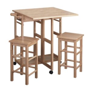 Winsome Wood Suzanne 3 - Piece Space Saver Set, 2 Tuck - away Stools, Natural Finish