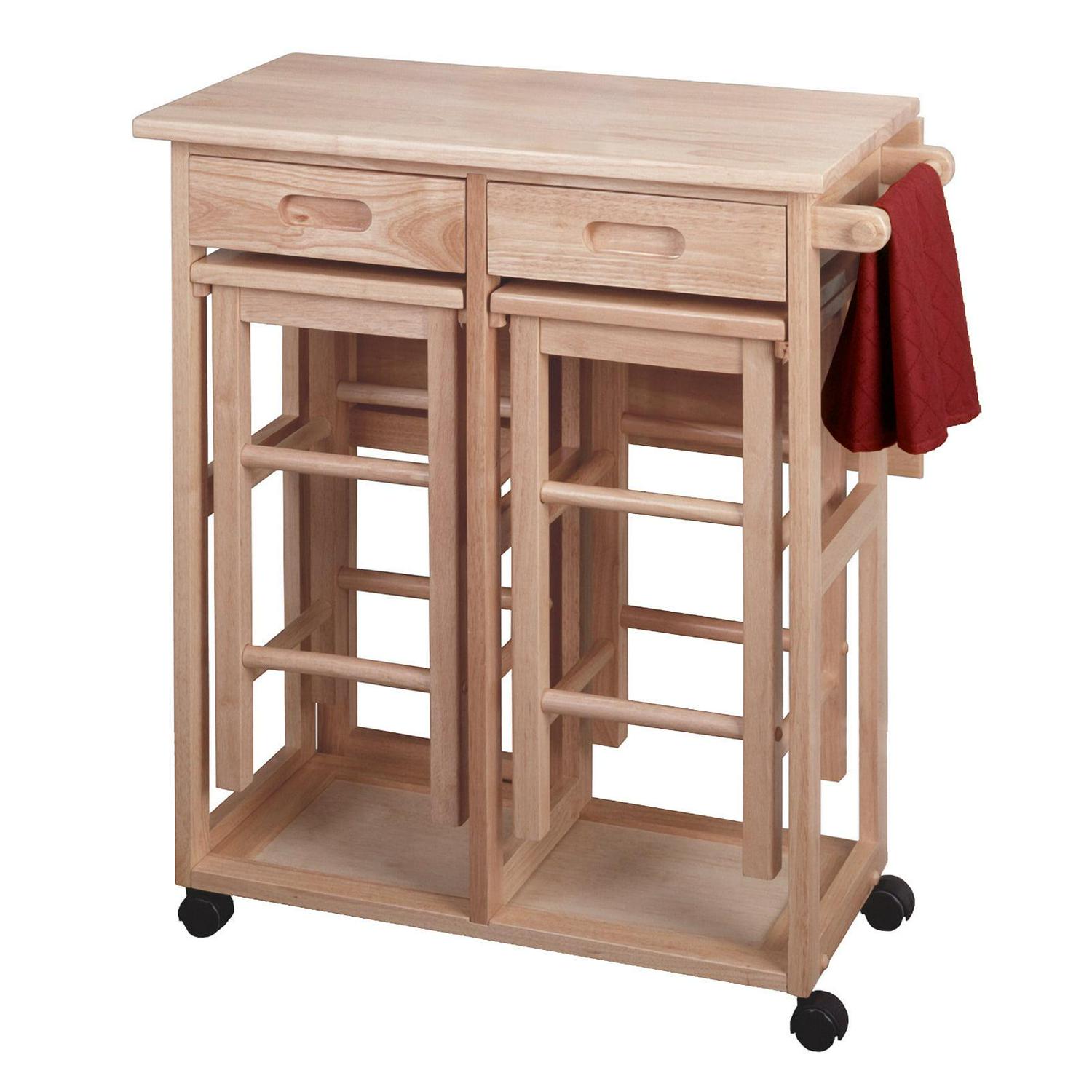 Winsome Wood Suzanne 3 - Piece Space Saver Set, 2 Tuck - away Stools, Natural Finish - Image 9
