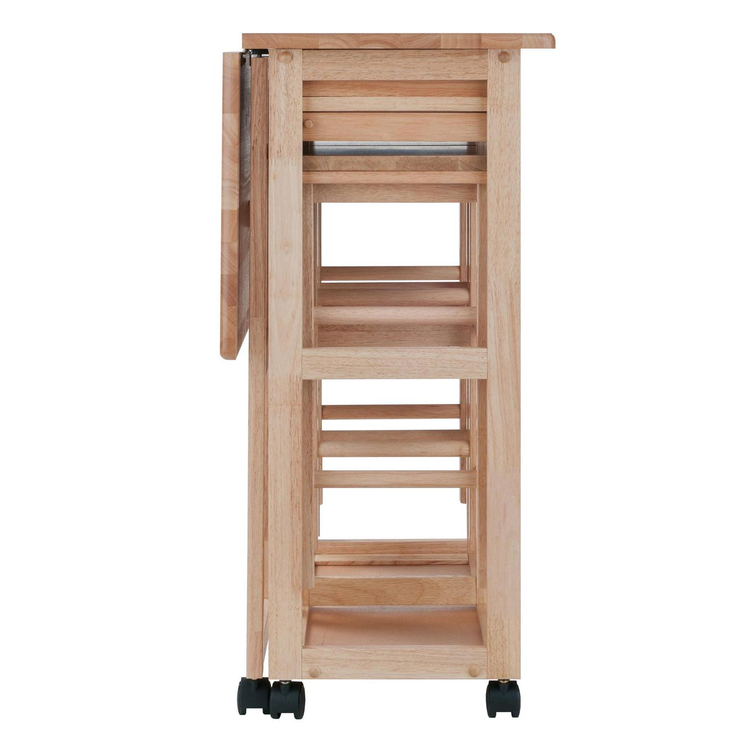 Winsome Wood Suzanne 3 - Piece Space Saver Set, 2 Tuck - away Stools, Natural Finish - Image 5