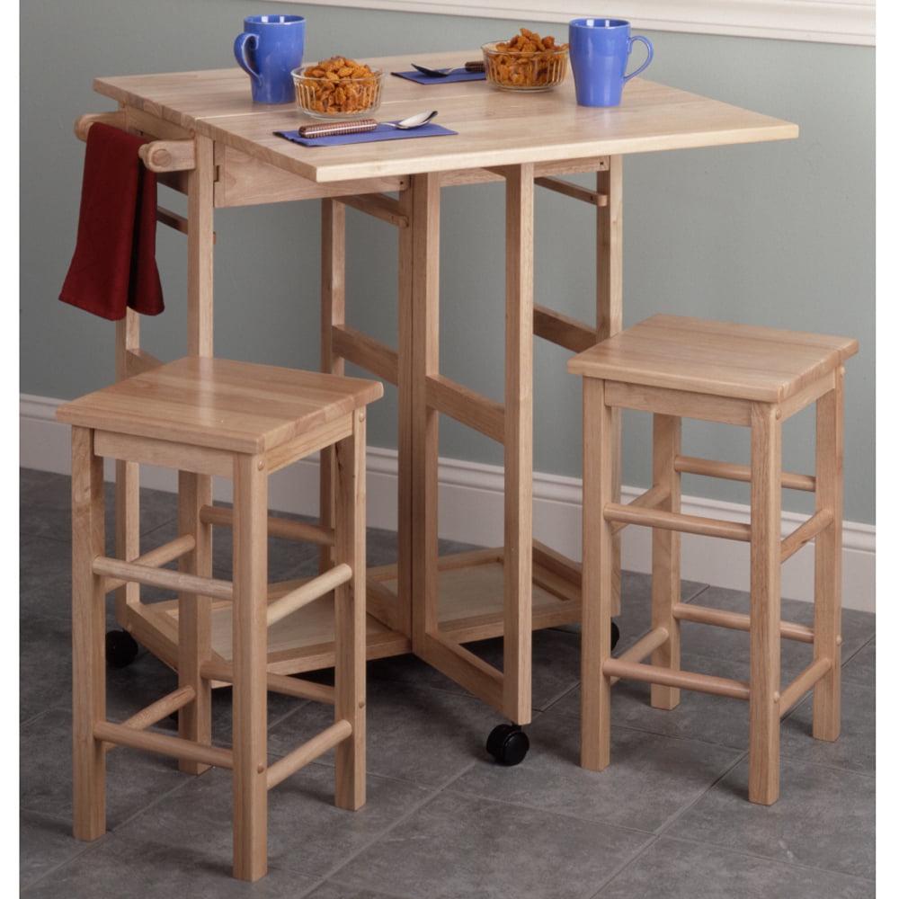 Winsome Wood Suzanne 3 - Piece Space Saver Set, 2 Tuck - away Stools, Natural Finish - Image 11