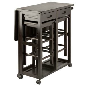 Winsome Suzanne 3-PC Space Saver Set, 2 Tuck-away Stools, Smoke Finish