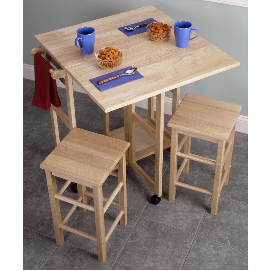 Winsome Wood Suzanne 3 - Piece Space Saver Set, 2 Tuck - away Stools, Natural Finish - Image 10