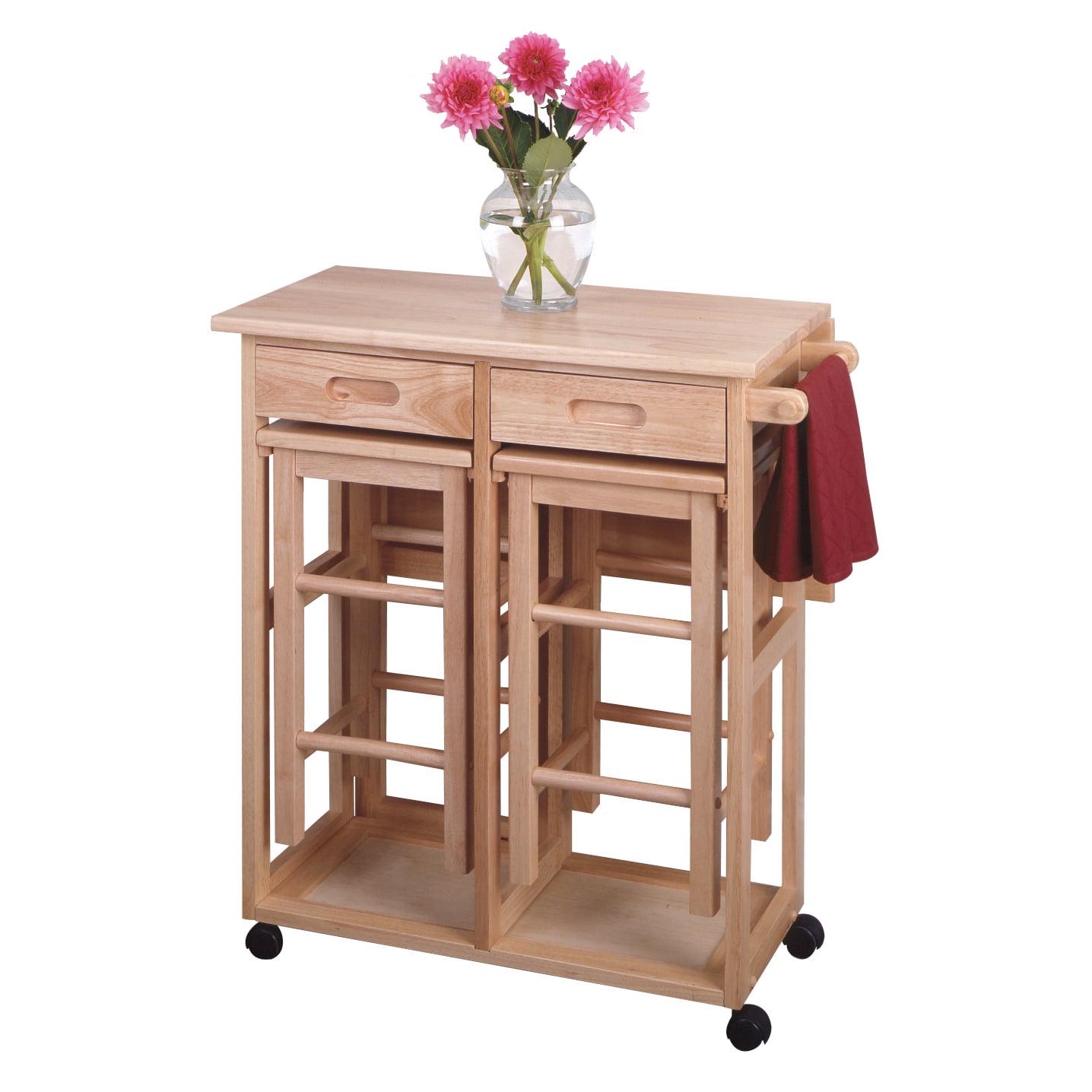 Winsome Wood Suzanne 3 - Piece Space Saver Set, 2 Tuck - away Stools, Natural Finish - Image 8