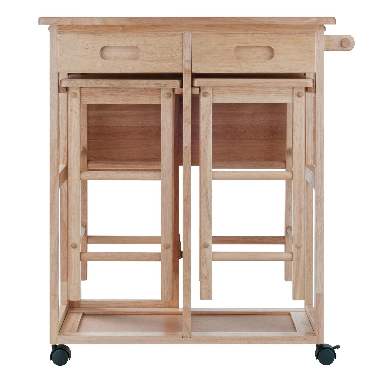 Winsome Wood Suzanne 3 - Piece Space Saver Set, 2 Tuck - away Stools, Natural Finish - Image 2