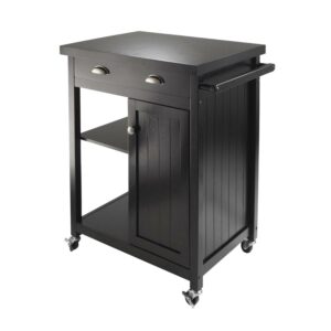 Winsome Wood Timber Kitchen Utility Cart, Black Finish