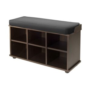 Winsome Wood Townsend Storage Bench, Seat Cushion, Black & Espresso