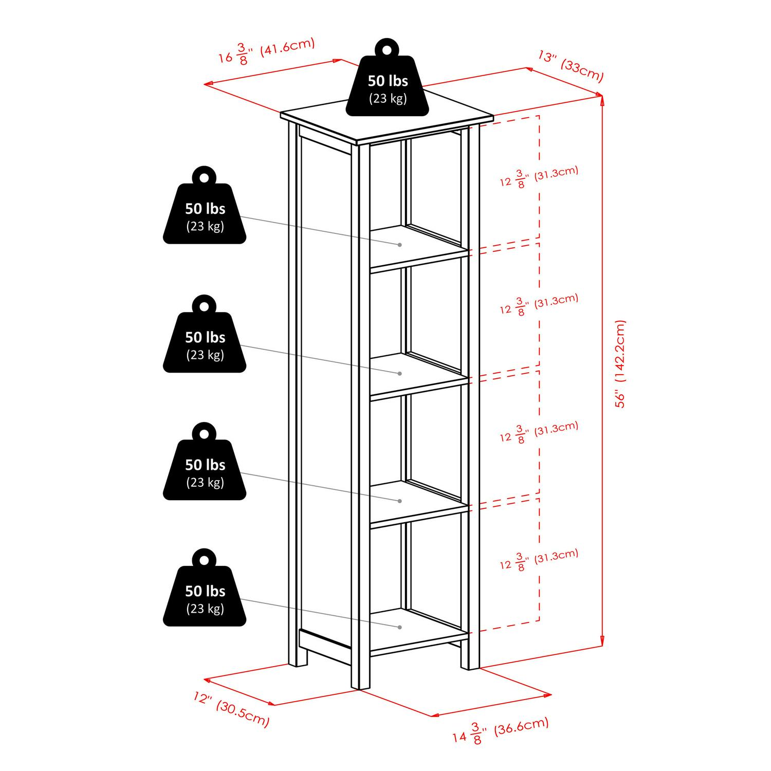 Winsome Verona Storage Shelf with 4 Foldable Fabric Baskets - Image 9