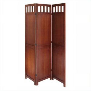 Winsome William 3-Panel Folding Room Divider, Walnut Finish