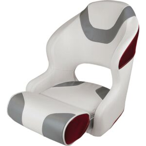 Wise Baja White Flip-Up Bolster Boat Seat, Marine Grade Vinyl, 28 oz
