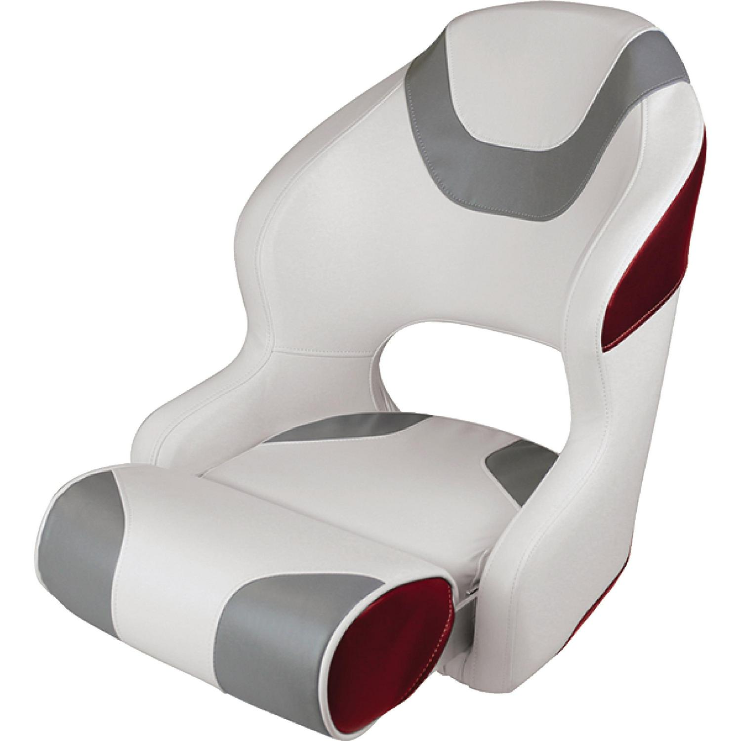 Wise Baja White Flip-Up Bolster Boat Seat, Marine Grade Vinyl, 28 oz