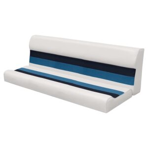 Wise 8WD106-1008 Deluxe Series Pontoon 55 In. Boat Bench Seat and Backrest Cushion Set Only, Color: White, Navy and Blue