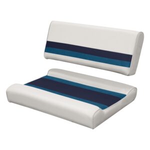 Wise 8WD125FF-1008 Deluxe Series Pontoon Flip Flop Bench Seat and Backrest Cushion Set, White/Navy/Blue