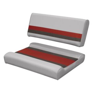 Wise 8WD125FF-1012 Deluxe Series Pontoon Flip Flop Bench Seat and Backrest Cushion Set, Grey/Red/Charcoal