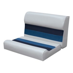 Wise 8WD95-1011 Deluxe Series Pontoon 28" Bench Seat and Backrest Cushion Set, Grey/Navy/Blue