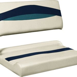 Wise BM1152-986 Premier Series Pontoon Flip Flop Cushion Set - Platinum / Spectra Navy / Cobalt