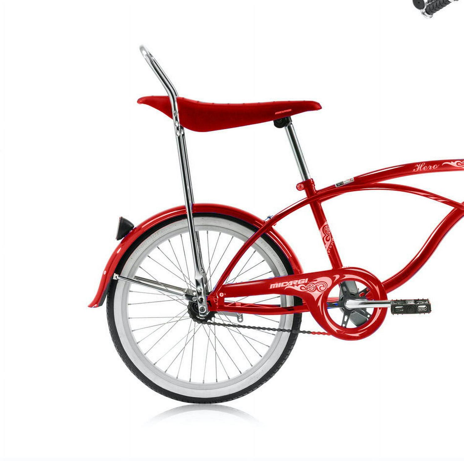 Wonder Wheels 20 In. Beach Cruiser Lowrider Coaster Brake Single Speed Bicycle, Bike With Banana Seat Stainless Steel Spokes One Piece Crank Alloy Rims 36 H - Red - Image 3