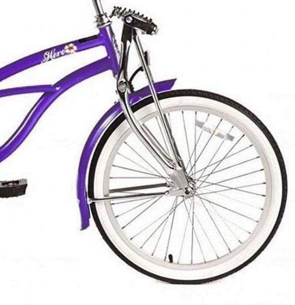 Wonder Wheels 20 In. Beach Cruiser Lowrider Coaster Brake Single Speed Bicycle, Bike With Banana Seat Stainless Steel Spokes One Piece Crank Alloy Rims 36 H - Purple - Image 2