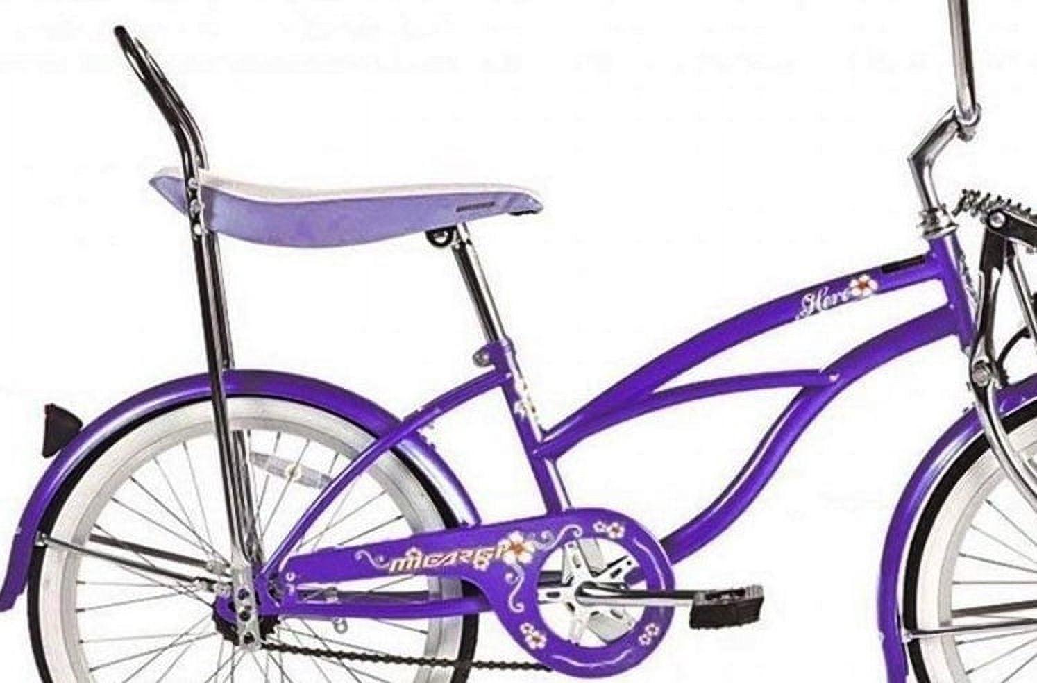 Wonder Wheels 20 In. Beach Cruiser Lowrider Coaster Brake Single Speed Bicycle, Bike With Banana Seat Stainless Steel Spokes One Piece Crank Alloy Rims 36 H - Purple - Image 3