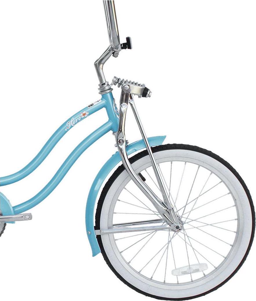 Wonder Wheels 20 Inch Women's Girls Beach Cruiser Lowrider Coaster Brake Single Speed Bicycle, Bike with Banana Seat Stainless Steel Spokes One Piece Crank Alloy Rims 36 H - Baby Blue - Image 3
