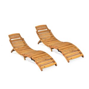 Wood Outdoor Chaise Lounge (Set of 2)