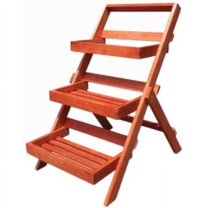 Wood Outdoor Three-Layer Plant Stand