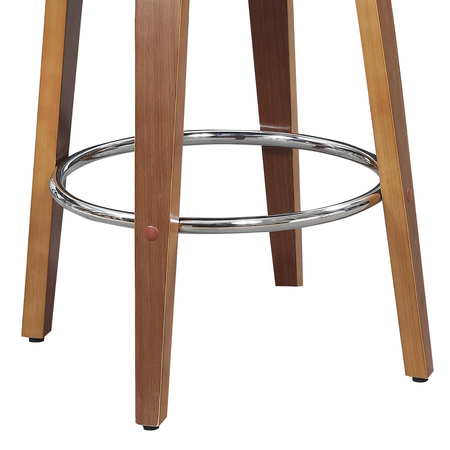 Wood and Faux Leather Copper Mid-Century 27-Inch Counter Seat Height Swivel Barstool - Image 7