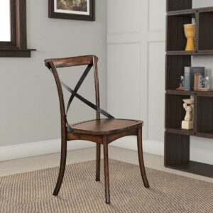 ACME Kaelyn Wooden Side Chair in Dark Oak and Black Set of 2