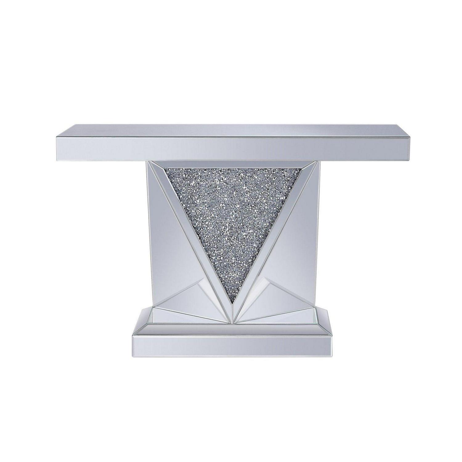 Acme Noralie Console Table, Mirrored & Faux Diamonds - Image 2