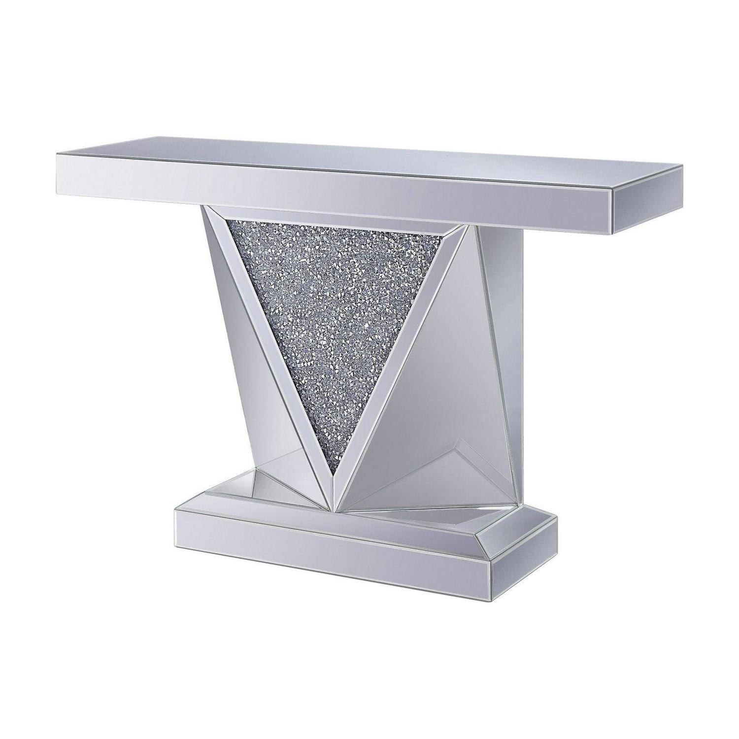 Acme Noralie Console Table, Mirrored & Faux Diamonds