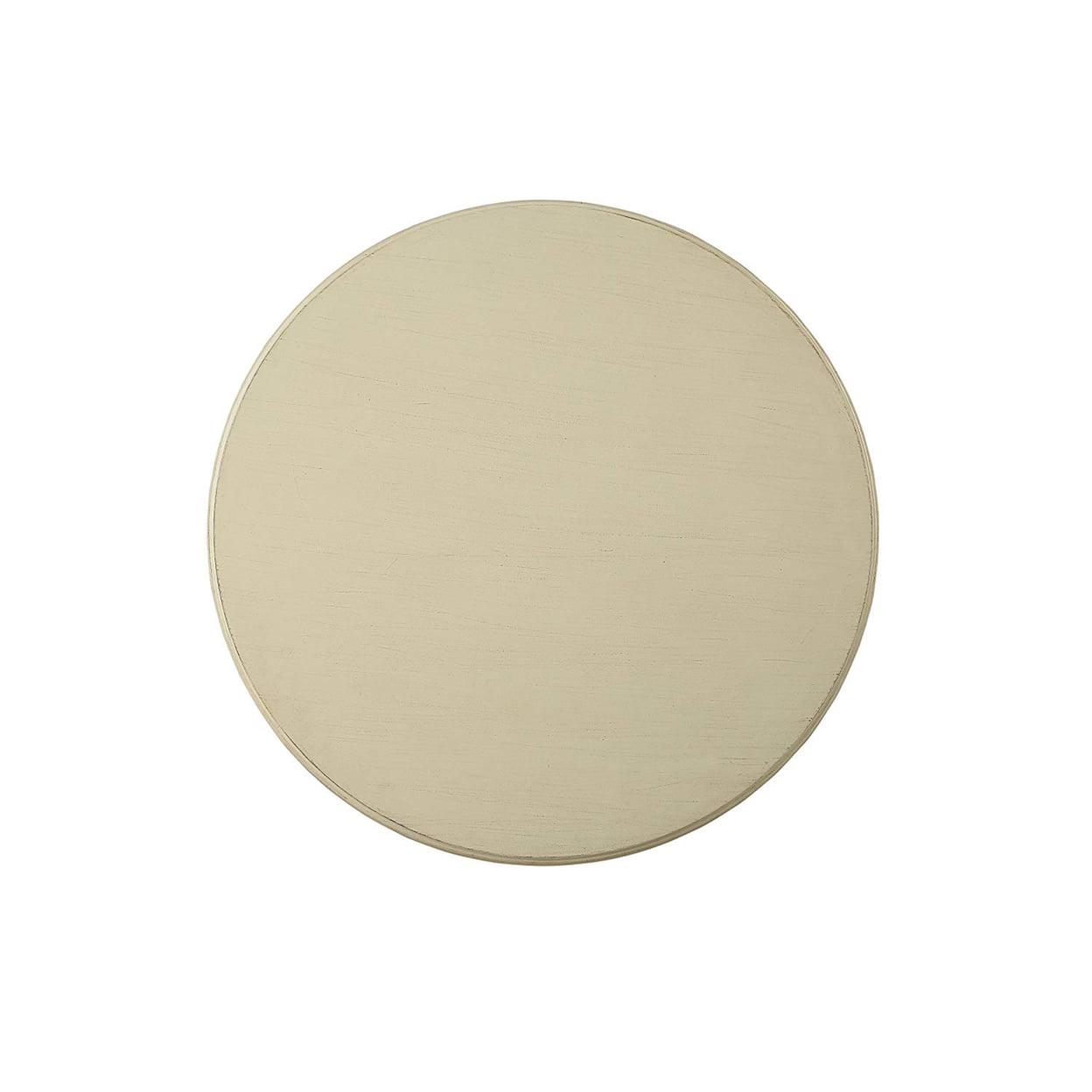 Wooden Accent Table with Pedestal Base Antique White - Saltoro Sherpi - Image 2