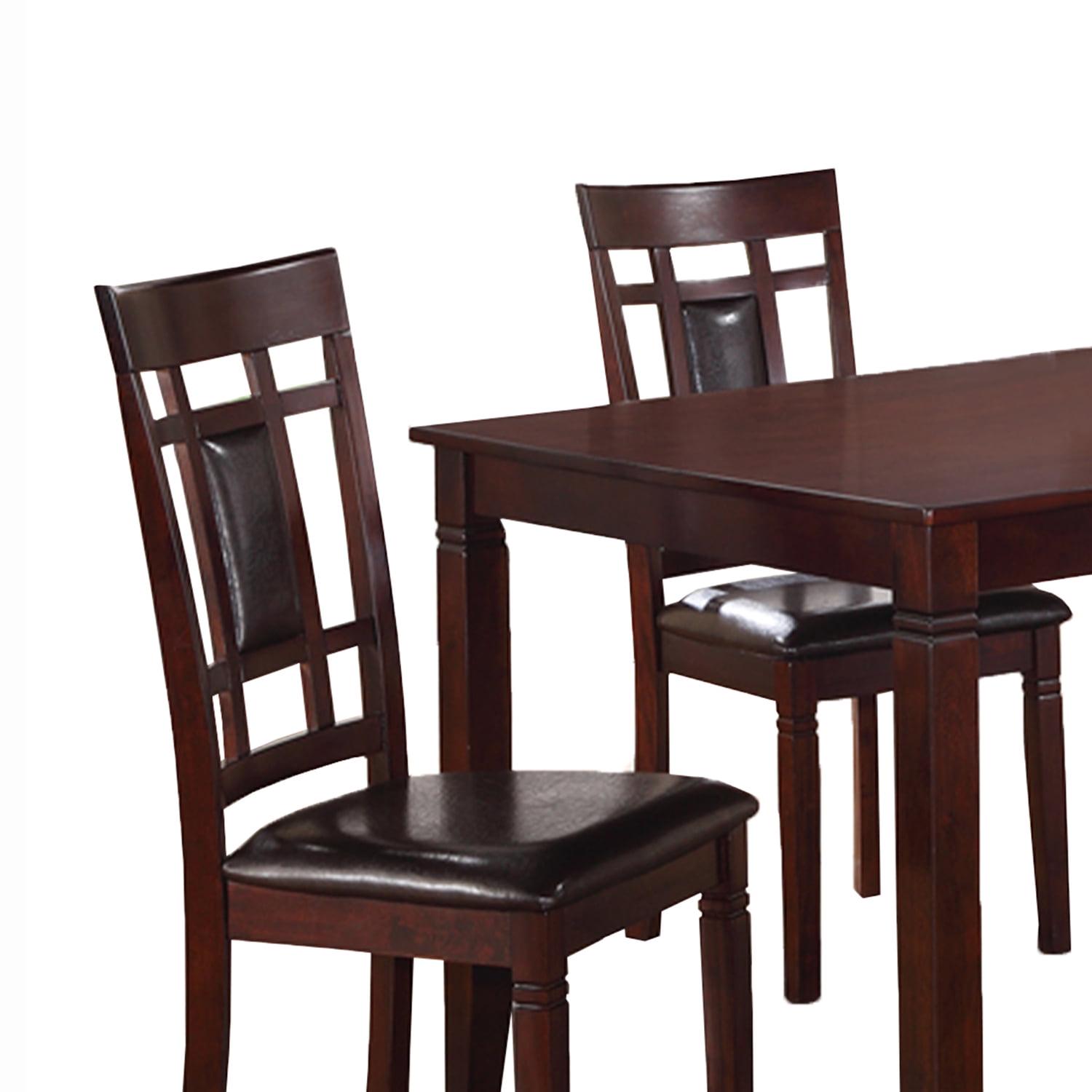 Wooden And Leather 5 Pieces Dining Set In Brown And Black - Image 2