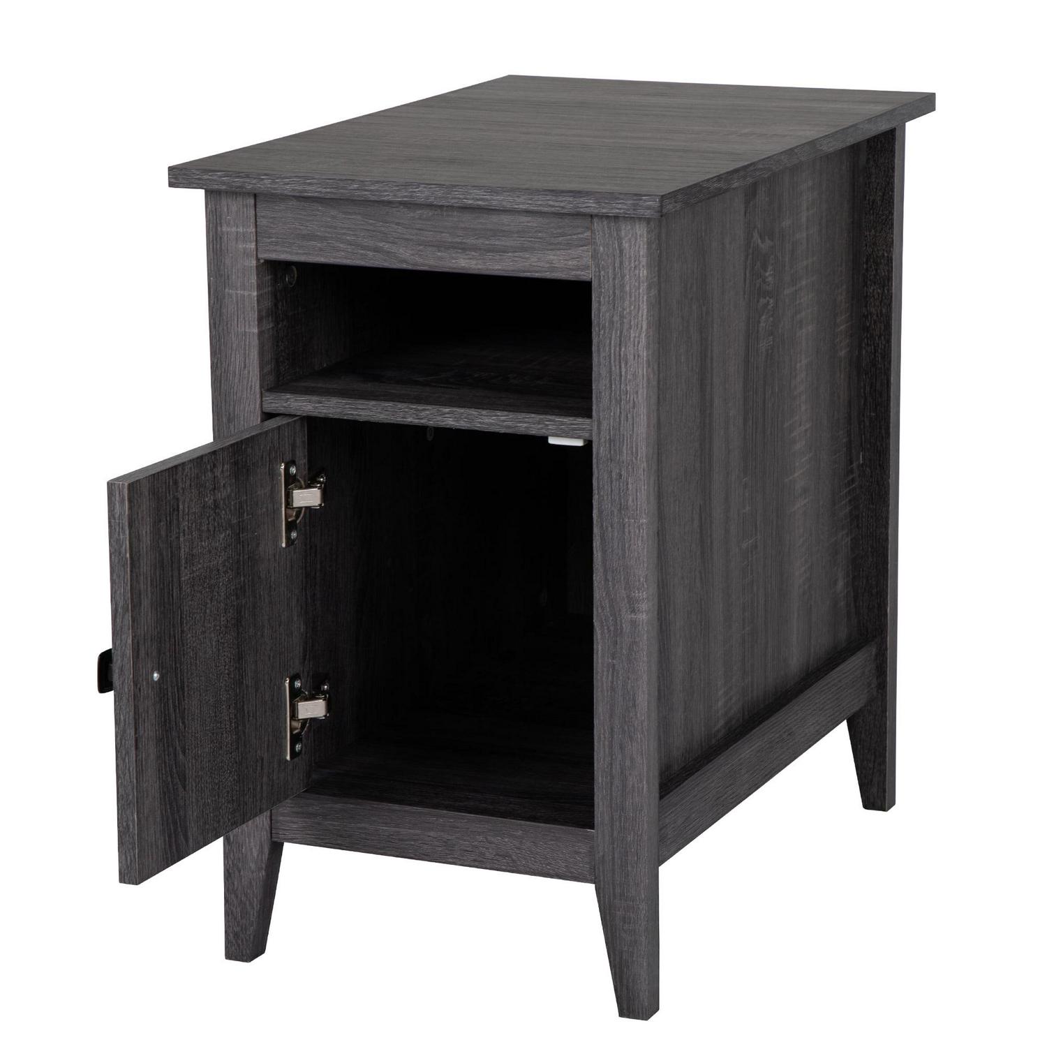Wooden Bedside Table Nightstand, Bedroom Accent Side End Table Home Furniture with Storage Cabinet - Image 2