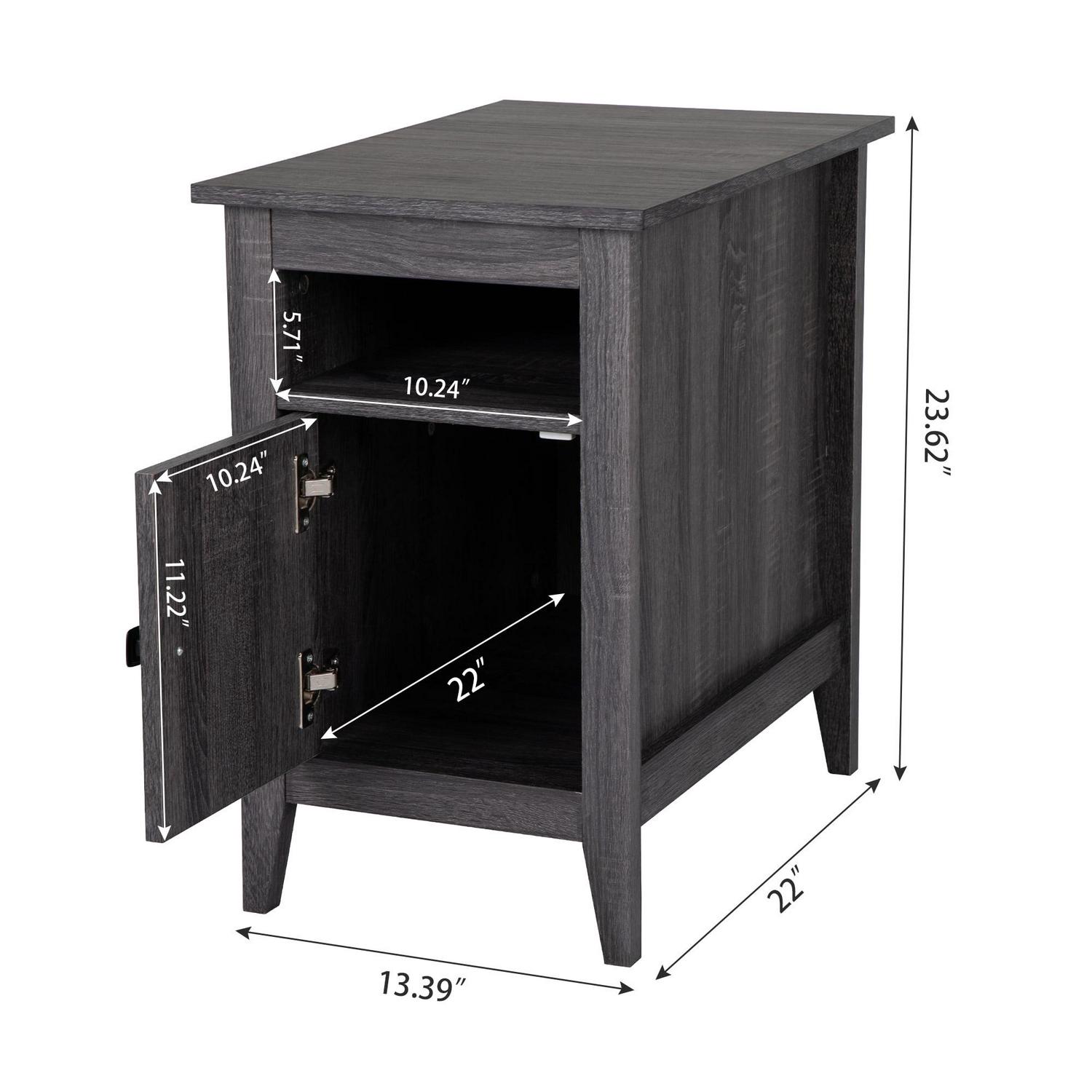 Wooden Bedside Table Nightstand, Bedroom Accent Side End Table Home Furniture with Storage Cabinet - Image 4