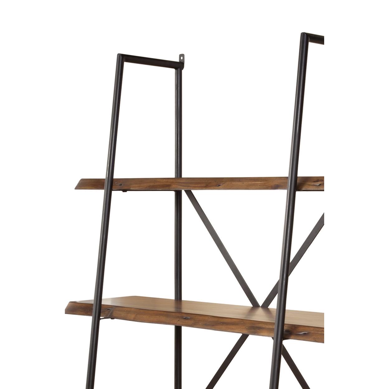 Wooden Bookshelf With a Sturdy Metal Frame and Four Shelves, Black and Brown- Saltoro Sherpi - Image 3