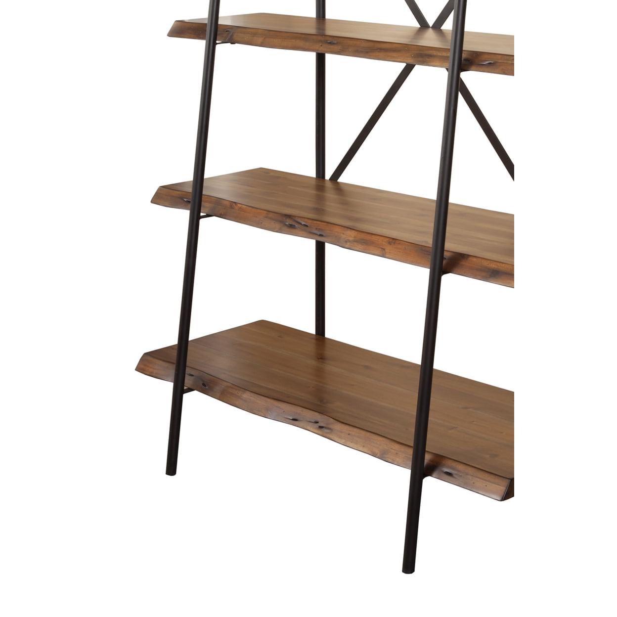 Wooden Bookshelf With a Sturdy Metal Frame and Four Shelves, Black and Brown- Saltoro Sherpi - Image 4