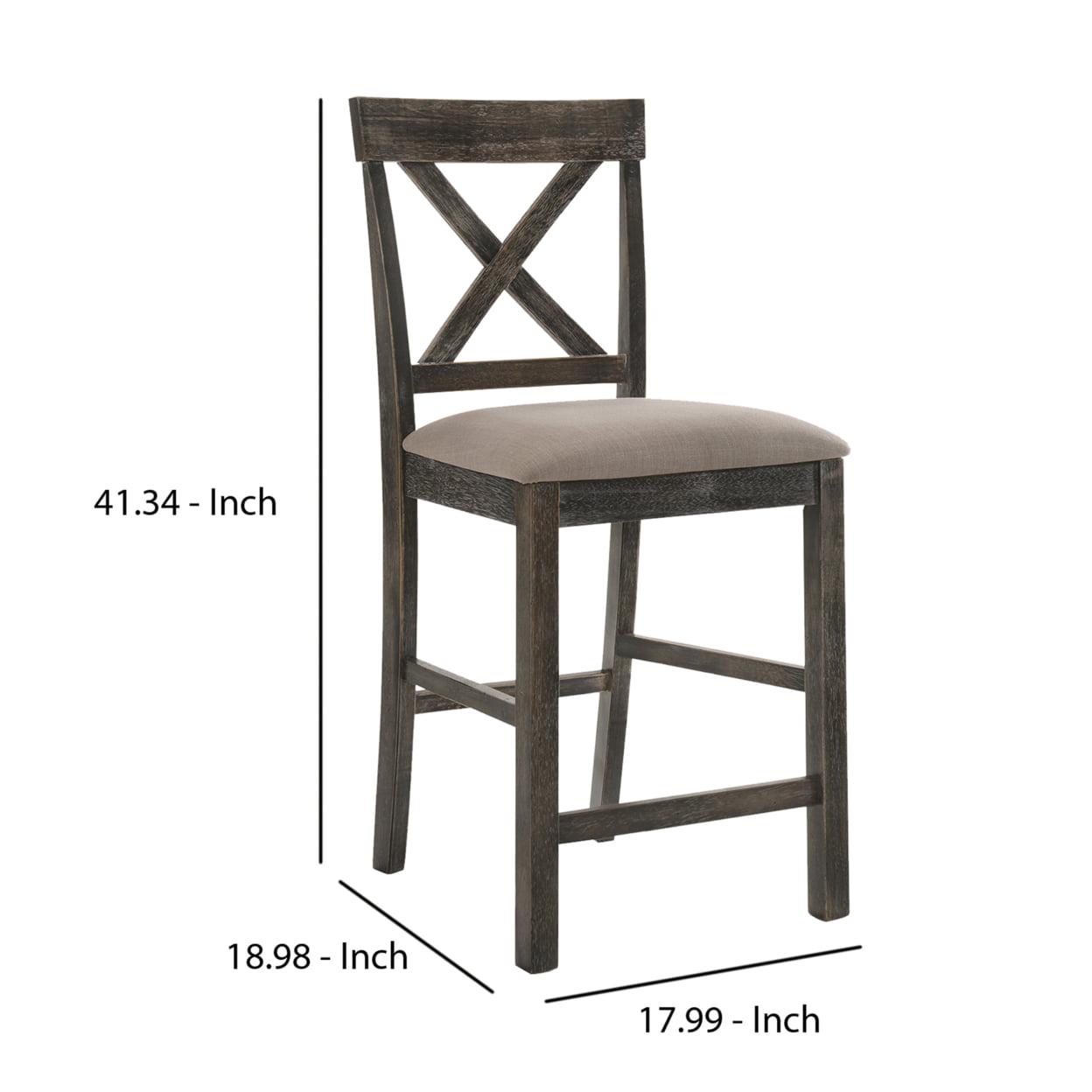 ACME Martha II Counter Height Chair in Tan Linen and Weathered Gray (Set of 2) - Image 5