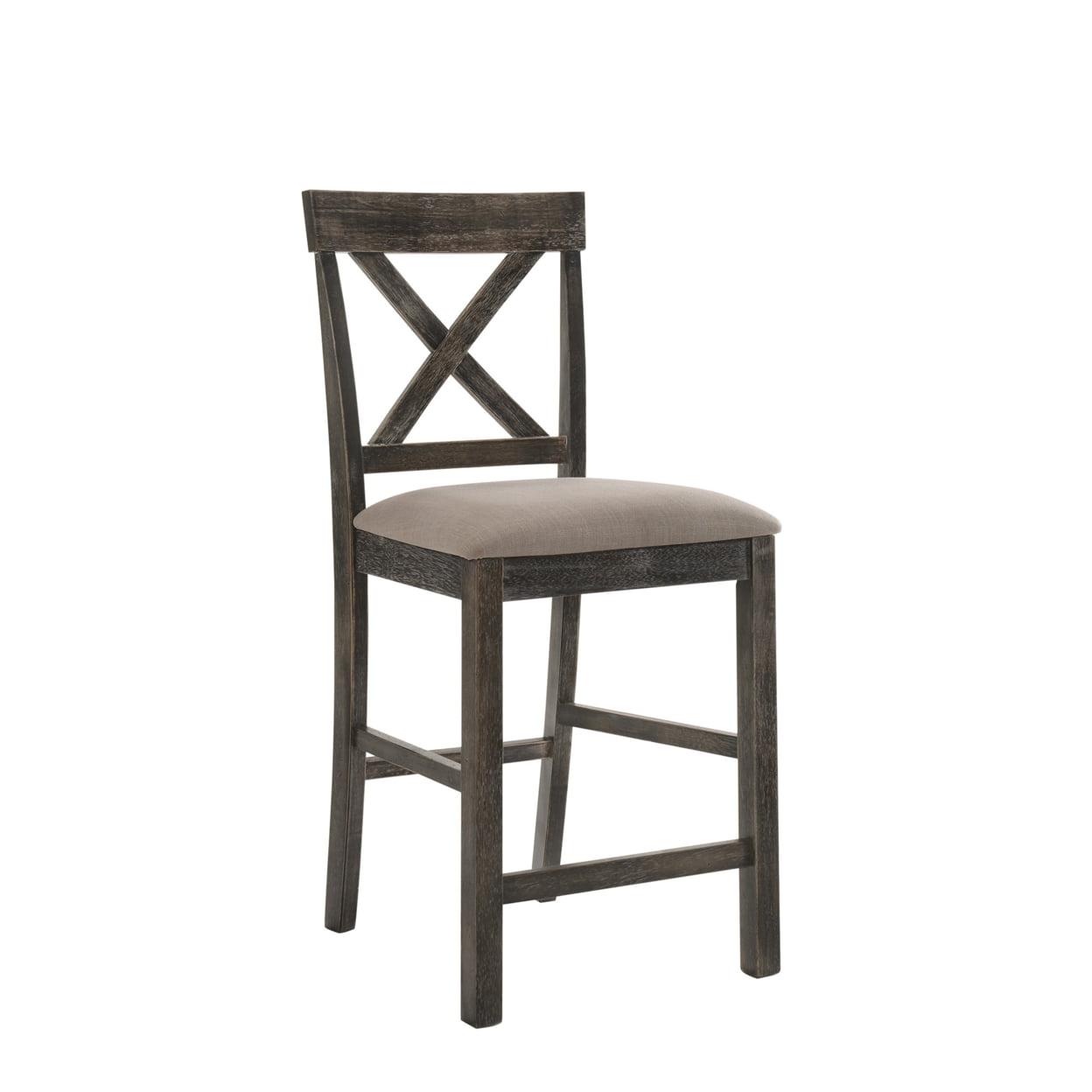 ACME Martha II Counter Height Chair in Tan Linen and Weathered Gray (Set of 2)