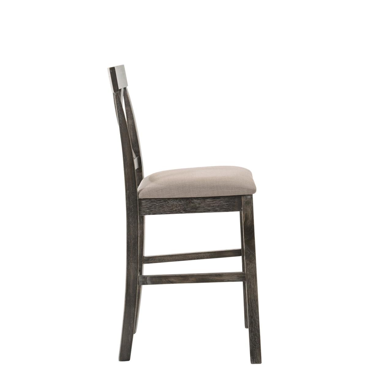 ACME Martha II Counter Height Chair in Tan Linen and Weathered Gray (Set of 2) - Image 3