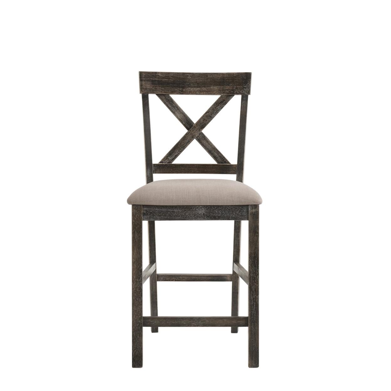 ACME Martha II Counter Height Chair in Tan Linen and Weathered Gray (Set of 2) - Image 2