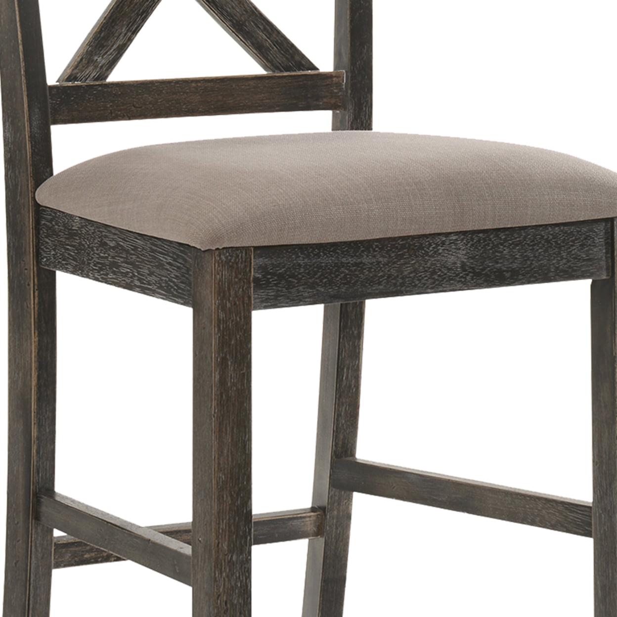 ACME Martha II Counter Height Chair in Tan Linen and Weathered Gray (Set of 2) - Image 4