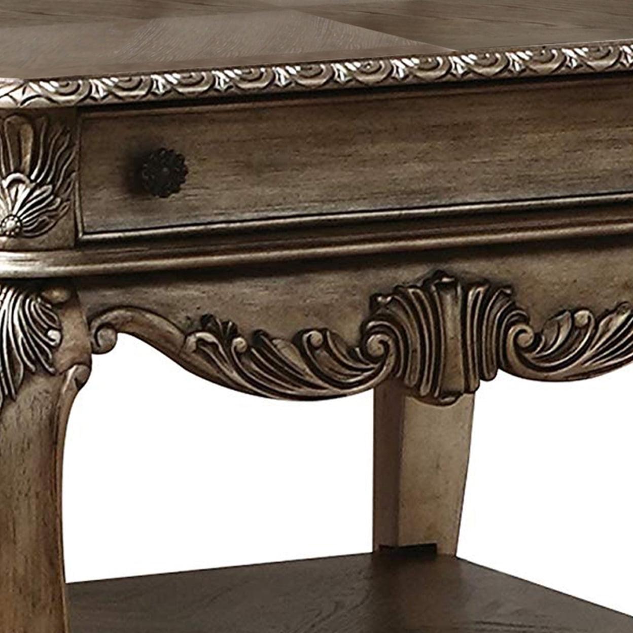 ACME Ragenardus 1 Drawer Wooden End Table with Bottom Shelf in Vintage Oak - Image 3