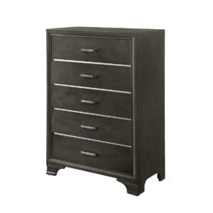 ACME Carine 5 Drawer Wooden Chest in Gray