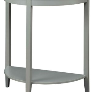 ACME Justino Half Moon Wooden Console Table with Bottom Shelf in Gray Oak