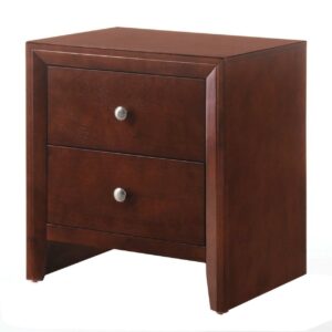 Wooden Nightstand with Two Storage Drawers Cherry Brown - Saltoro Sherpi