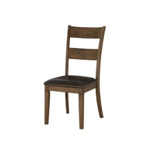 Wooden Side Chairs with Leatherette Padded Seat and Panelled Back Set of Two Brown - Saltoro Sherpi