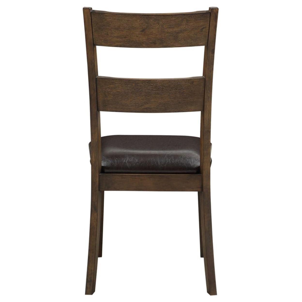 Wooden Side Chairs with Leatherette Padded Seat and Panelled Back Set of Two Brown - Saltoro Sherpi - Image 4