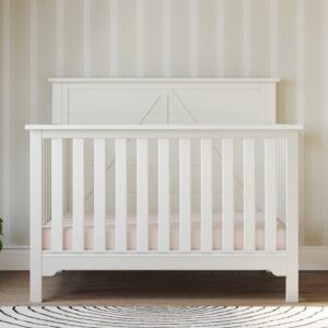 Child Craft Woodland 4-in-1 Convertible Crib, Shiplap Panel Design, 3 Mattress Heights, Brushed Cotton
